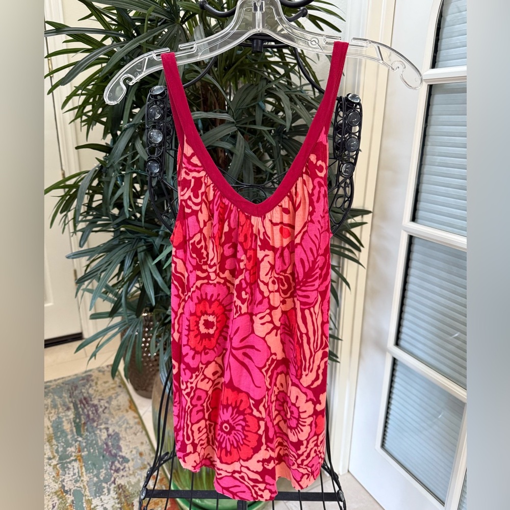 Free People Pink Floral Tank Top. - Picture 3 of 6